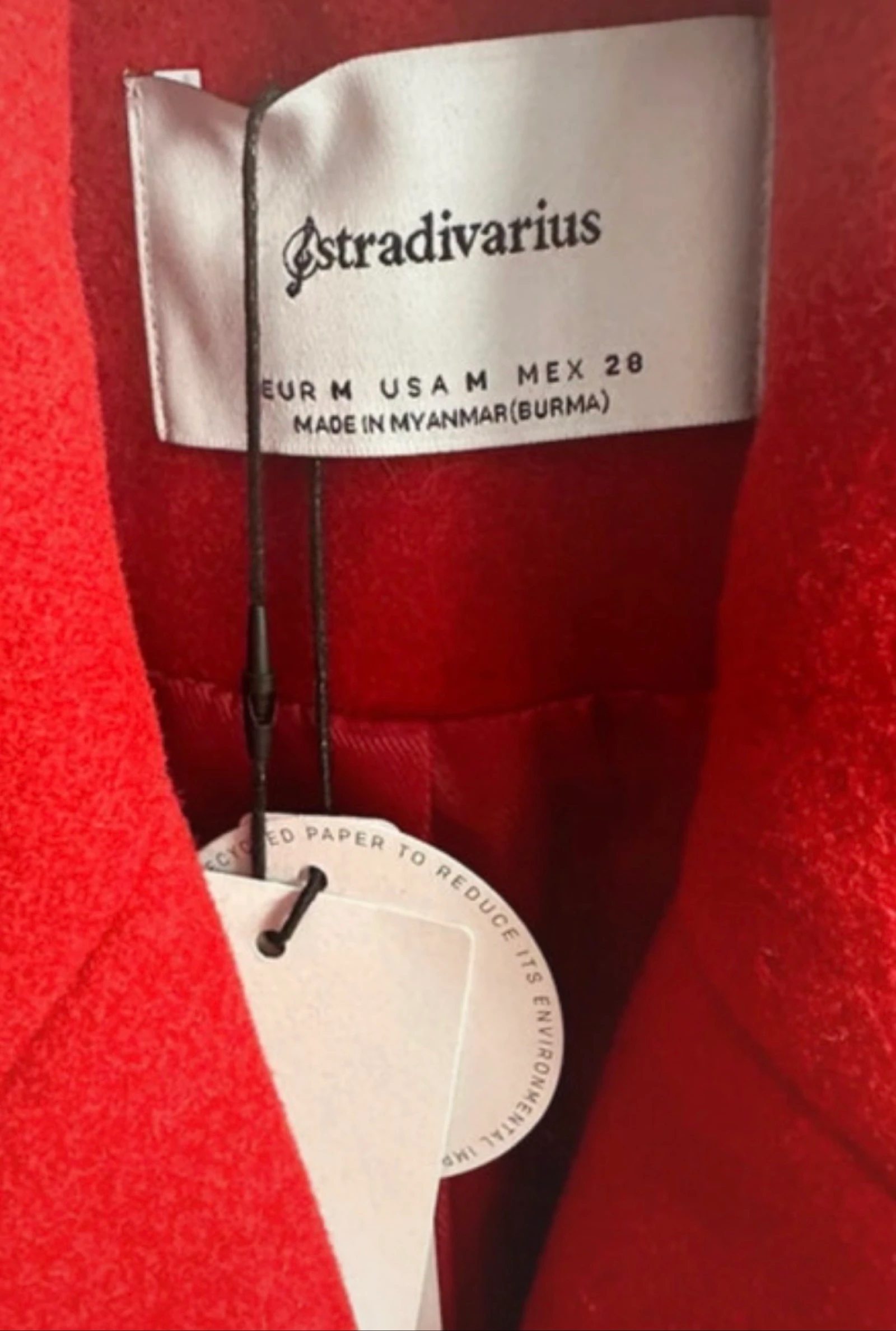 Casaco de lã vermelho Stradivarius Tamanho M (Novo com etiqueta) – photo 2